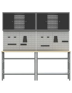Set banco da lavoro con lo scaffale 8 pcs Nero e Grigio 2