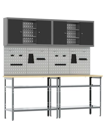 Set da lavoro 8 pezzi grigio in acciaio
