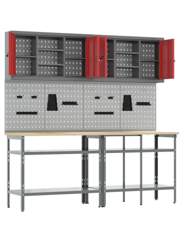 Set banco da lavoro con lo scaffale 8 pcs Rosso e Grigio