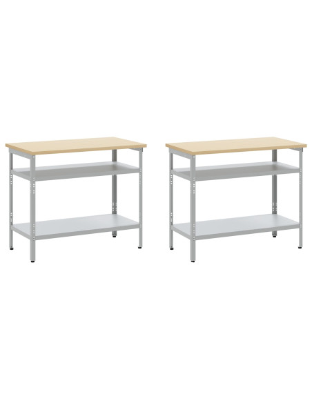 Set Banco di Lavoro 8 Pezzi Grigio Acciaio