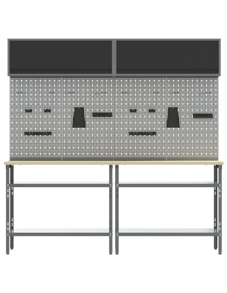 Set Banco di Lavoro 8 Pezzi Grigio Acciaio