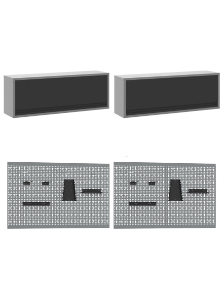 Set Banco di Lavoro 8 Pezzi Grigio Acciaio