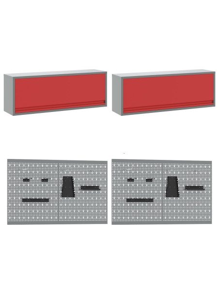 Set banco da lavoro con lo scaffale 8 pcs Rosso e Grigio