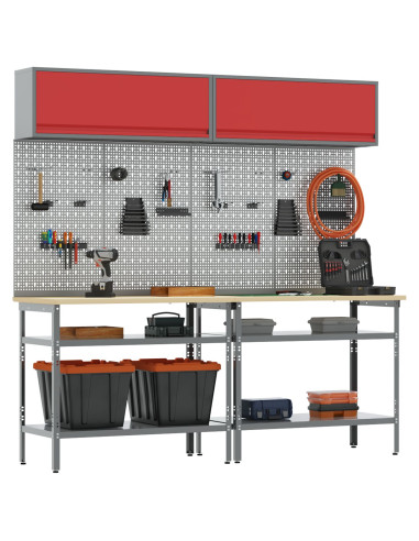 Set banco da lavoro con lo scaffale 8 pcs Rosso e Grigio