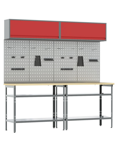 Set banco da lavoro con lo scaffale 8 pcs Rosso e Grigio