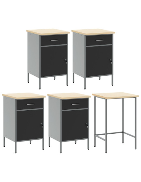 Set di mobili da lavoro con cassetto 12 pcs Nero e Grigio