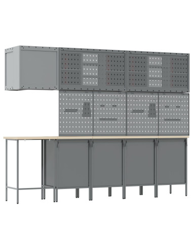 Set di mobili da lavoro con cassetto 12 pcs Nero e Grigio
