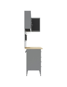 Set di mobili da lavoro con cassetto 12 pcs Nero e Grigio 2