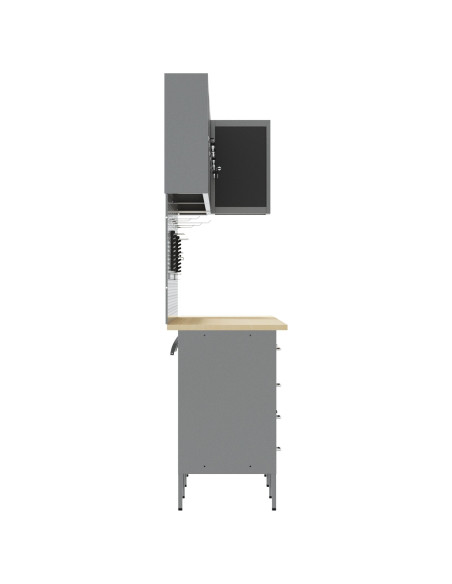 Set di 12 Pezzi di Mobile da Lavoro e Pannello Forato Nero in MDF e Metallo