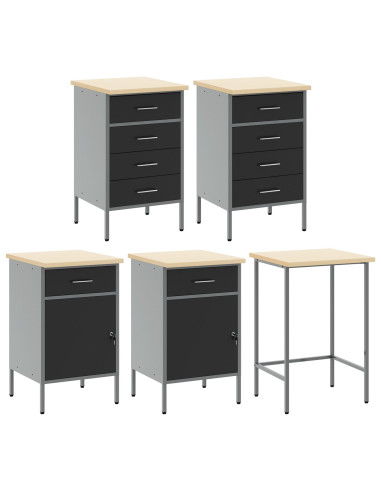 Set di mobili da lavoro con cassetto 12 pcs Nero e Grigio