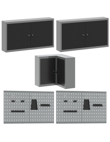 Set di mobili da lavoro con lo scaffale 10 pcs Nero e Grigio