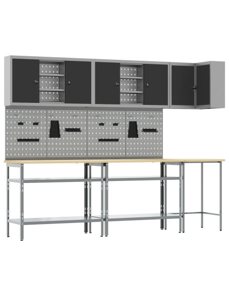 Set da tavolo per stoccaggio utensili in 10 pezzi nero in legno ingegnerizzato e metallo