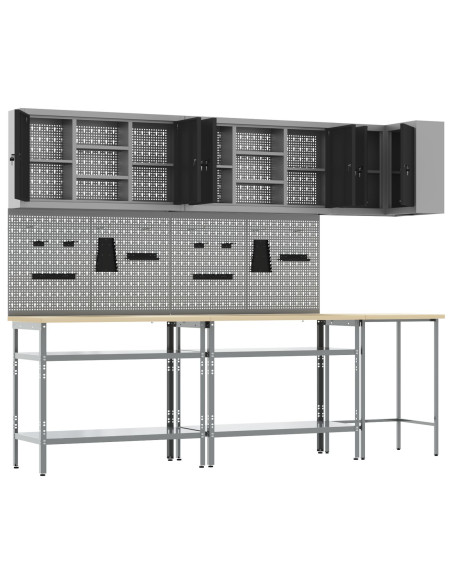 Set da tavolo per stoccaggio utensili in 10 pezzi nero in legno ingegnerizzato e metallo
