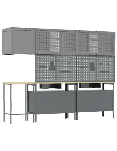 Set di mobili da lavoro con cassetto 10 pcs Nero e Grigio