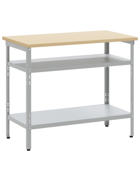 Tavolo da lavoro  grigio 100x55x85 cm in acciaio e legno ingegnerizzato