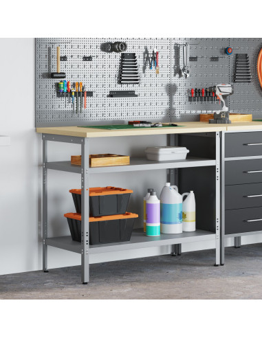 Piano di lavoro con lo scaffale Grigio 100 x 55 x 85 cm
