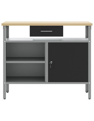 Banco da lavoro con cassetto Nero e Grigio 100 x 55 x 85 cm