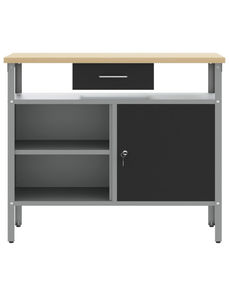 Banco da lavoro con cassetto Nero e Grigio 100 x 55 x 85 cm