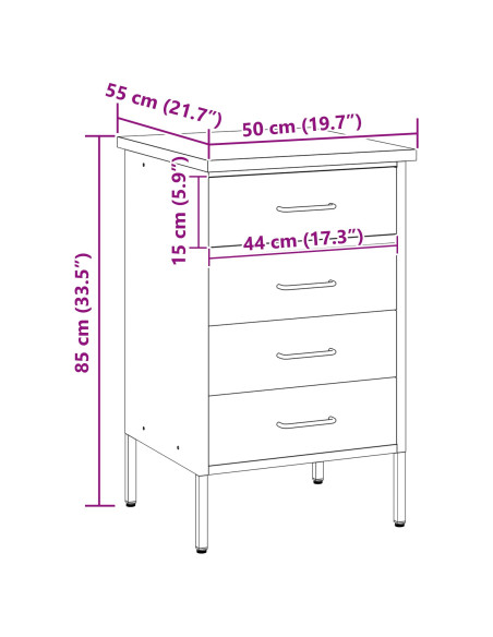 Cabinet da lavoro  Rosso 50x55x85 cm Acciaio
