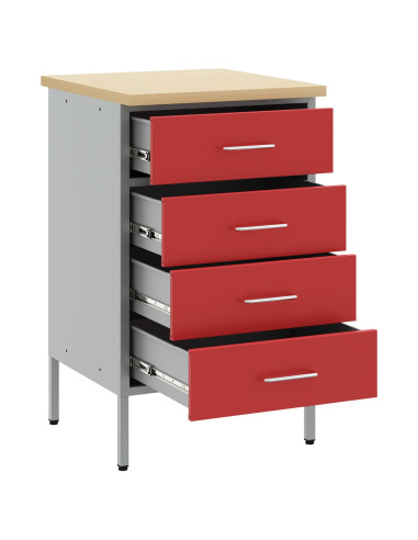 Banco da lavoro con cassetto Rosso e Grigio 50 x 55 x 85 cm