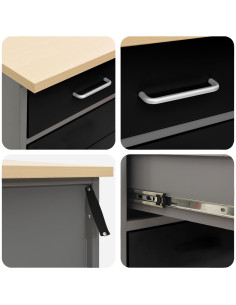 Banco da lavoro con cassetto Nero e Grigio 50 x 55 x 85 cm 2
