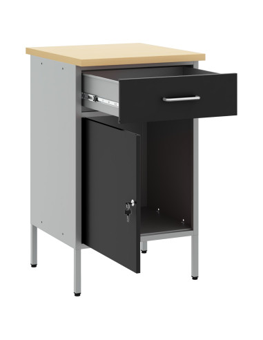 Banco da lavoro con cassetto Nero e Grigio 50 x 55 x 85 cm