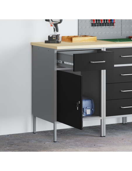 Banco da lavoro con cassetto Nero e Grigio 50 x 55 x 85 cm