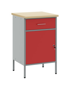 Banco da lavoro con cassetto Rosso e Grigio 50 x 55 x 85 cm 2