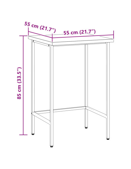 Tavolo da Lavoro Grigio 55x55x85 cm in Acciaio e Legno Ingegnerizzato