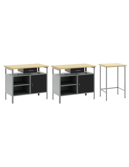 Set di Panchine da Lavoro  in Acciaio Rosso