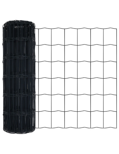 Recinzione con Posto Grigio 0,6 x 25 m Acciaio e PVC