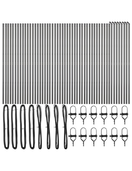 Posti per Recinzione 52 pcs Grigio Ø32 mm 190 cm Acciaio Galvanizzato
