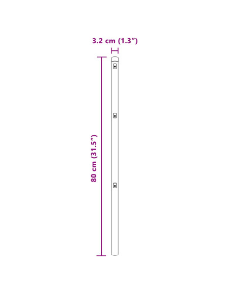 Paletti per recinzioni  26 pz Ø32 mm 80 cm Acciaio zincato