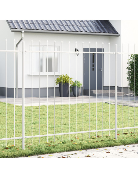 Recinzione per Giardino  con Punta a Lancia Bianca 10,2x1,5 m in Acciaio