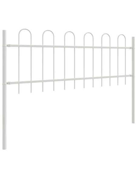 Recinzione da giardino  con punta a cerchio bianca 10,2x0,6 m in acciaio