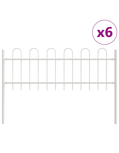 Recinzione da giardino  con punta a cerchio bianca 10,2x0,6 m in acciaio