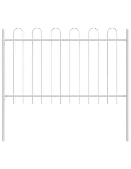 Recinzione per Giardino  con Parte Superiore a Arco Bianca 10,2x0,8 m in Acciaio