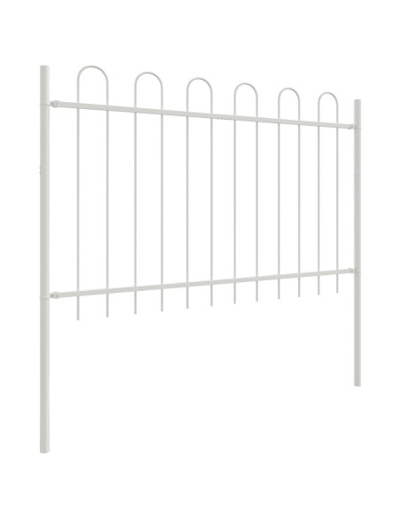 Recinzione per Giardino  con Parte Superiore a Arco Bianca 10,2x0,8 m in Acciaio