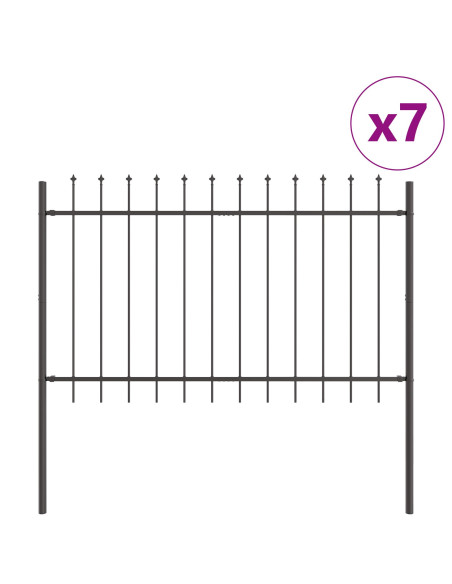 Recinzione da Giardino  con Punta a Lancia Grigia 11,9x1 m in Acciaio