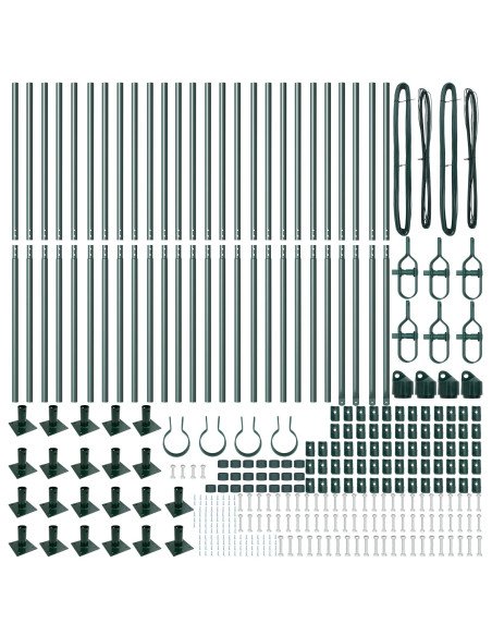 Pali per Recinzione Set di 52 Verde Acciaio 3.2 x 3.2 x 88.5 cm