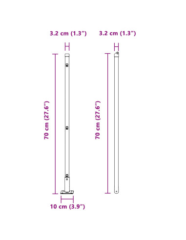 Palo della recinzione 26 pcs Grigio 3,2 x 3,2 x 70 cm