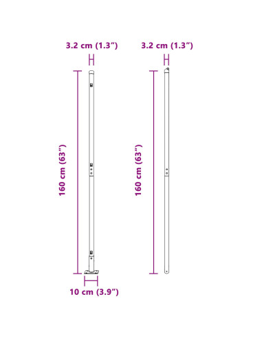 Palo della recinzione 52 pcs Grigio 3,2 x 3,2 x 160 cm