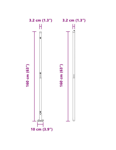 Palo della recinzione 52 pcs Grigio 3,2 x 3,2 x 160 cm