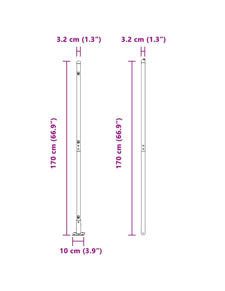 Palo della recinzione 52 pcs Grigio 3,2 x 3,2 x 50 cm