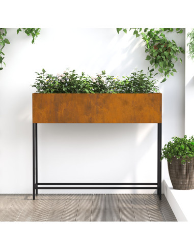 Vaso da Giardino Rialzato Ruggine 100 x 26 x 82 cm