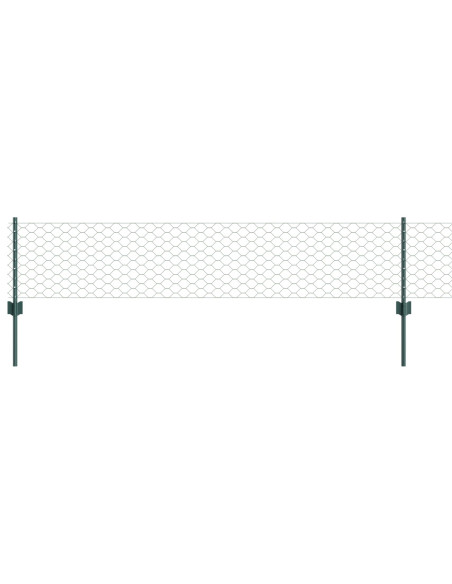 Pali per Recinzione  11 pz U-Channel Verde 40 cm Acciaio, Recinzione Esagonale  Verde 0.4x50 m Acciaio
