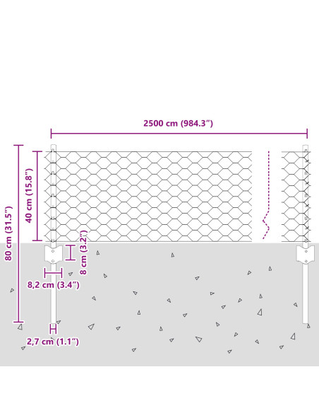 Pali per Recinzione  11 pz U-Channel Verde 40 cm Acciaio, Recinzione Esagonale  Verde 0.4x25 m Acciaio
