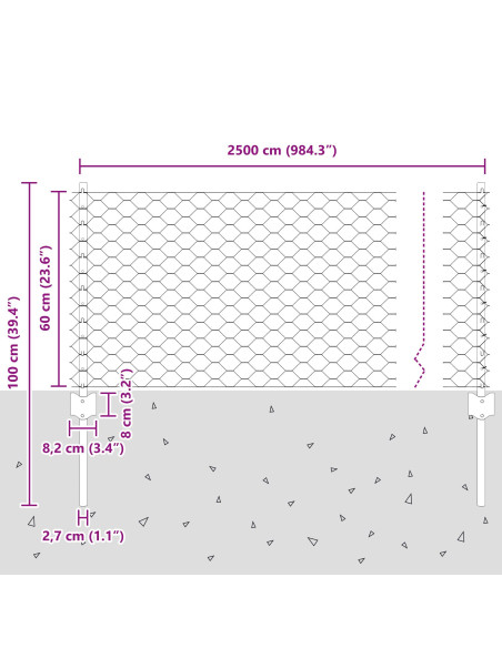 Paletti per Recinzione  11 pcs U-Channel Verde 60 cm Acciaio, Recinzione Esagonale  Verde 0,6x25 m Acciaio
