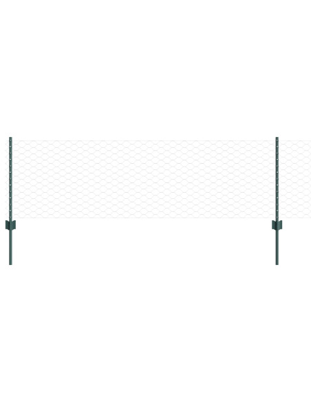 Paletti per Recinzione  11 pcs U-Channel Verde 60 cm Acciaio, Recinzione Esagonale  Verde 0,6x25 m Acciaio
