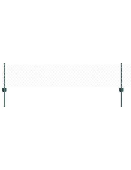 Posti di Recinzione  11 pz Canale a U Verde 40 cm Acciaio, Recinzione Esagonale Verde 0.4x50 m Acciaio